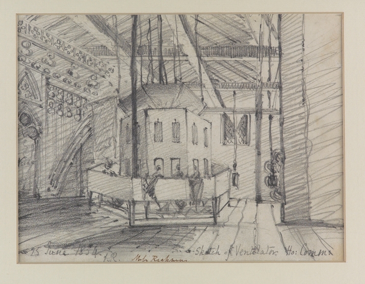 'Sketch of Ventilator, House of Commons' By Frances Rickman, 1834, pencil on paper (WOA 26)